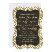 Glamoureus Gold Damask Gold Foil Weduwuitnodiging