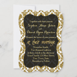 Glamoureus Gold Damask Gold Foil Weduwuitnodiging Kaart