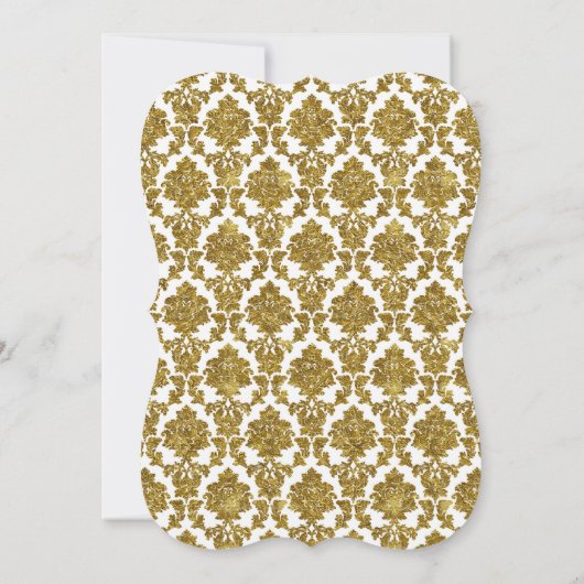 Glamoureus Gold Damask Gold Foil Weduwuitnodiging Kaart (Achterkant)