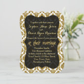 Glamoureus Gold Damask Gold Foil Weduwuitnodiging Kaart (Staand voorkant)