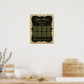 Glamoureus Gold Damask Wedding Seding Chart Poster (Keuken)