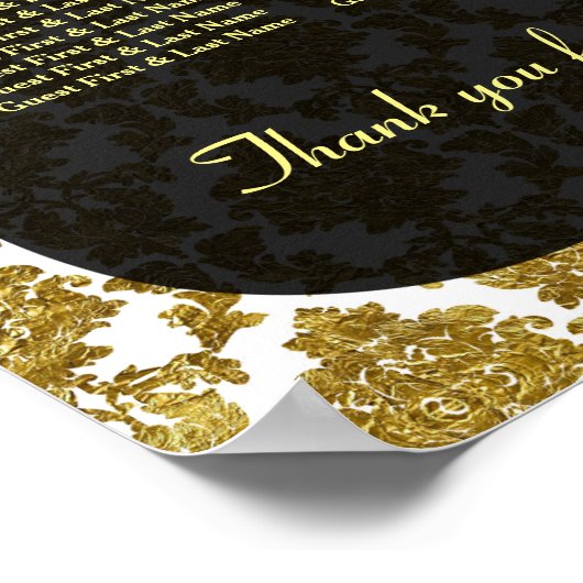 Glamoureus Gold Damask Wedding Seding Chart Poster (Hoek)
