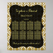Glamoureus Gold Damask Wedding Seding Chart Poster (Voorkant)