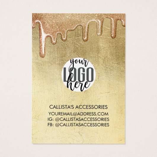 Glamoureus Gold-dikke glitter droogt Logo Visitekaartje (Achterkant)