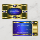 Glamoureus Gold Effects Blue met Faux Rhinestones Visitekaartje (Voorkant / Achterkant)