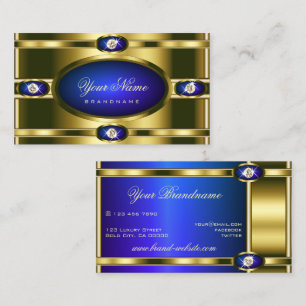 Glamoureus Gold Effects Blue met Faux Rhinestones Visitekaartje