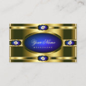 Glamoureus Gold Effects Blue met Faux Rhinestones Visitekaartje (Voorkant)
