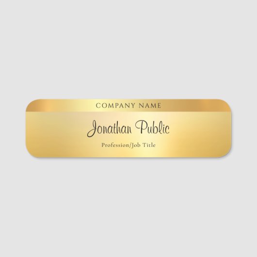 Glamoureus Gold Elegant Handschrift Name Sjabloon Naamplaatje (Voorkant)