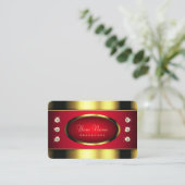 Glamoureus Gold en Rood met Faux Rhinestones Visitekaartje (Staand voorkant)