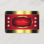Glamoureus Gold en Rood met Faux Rhinestones Visitekaartje (Voorkant)