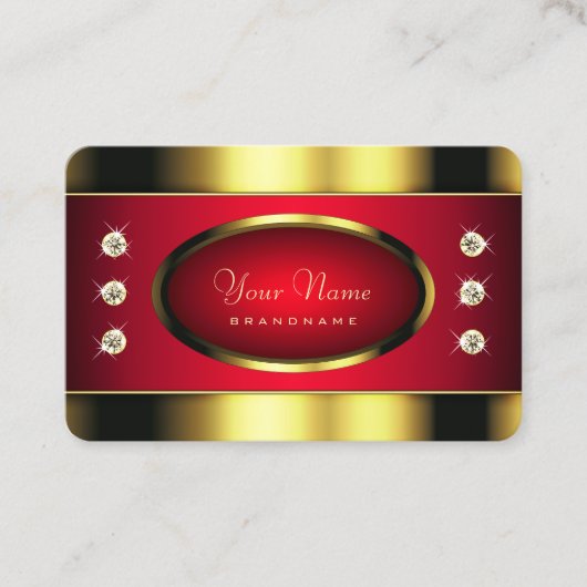 Glamoureus Gold en Rood met Faux Rhinestones Visitekaartje (Voorkant)