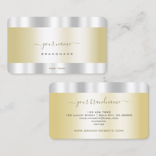 Glamoureus Gold en Silver Effect Professional Visitekaartje (Voorkant / Achterkant)