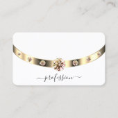 Glamoureus Gold en White Shimmery Rhinestones Visitekaartje (Voorkant)