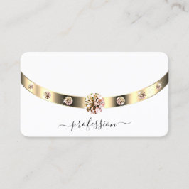 Glamoureus Gold en White Shimmery Rhinestones Visitekaartje
