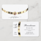 Glamoureus Gold en White Shimmery Rhinestones Visitekaartje (Voorkant / Achterkant)