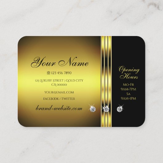Glamoureus Gold en zwart met Shimmery Rhinestones Visitekaartje (Achterkant)