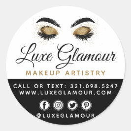 Glamoureus Gold Eye Lashes Brows Beauty Bar Social Ronde Sticker