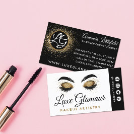 Glamoureus Gold Eye Lashes Brows Beauty Bar Social Visitekaartje