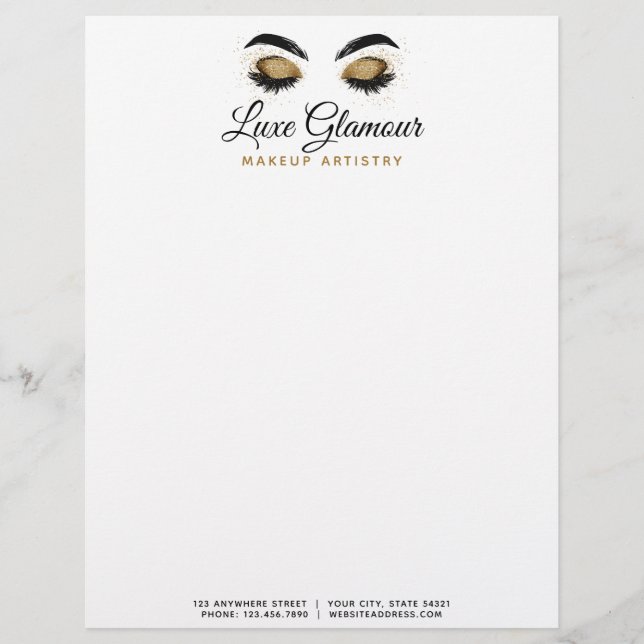 Glamoureus Gold Eye Lashes Makeup Artist Beauty Ba Briefhoofd (Voorkant)