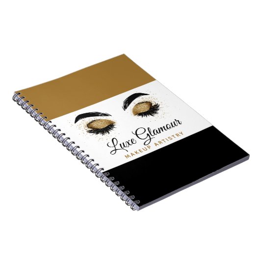 Glamoureus Gold Eye Lashes Makeup Artist Beauty Ba Notitieboek (Rechterzijde)