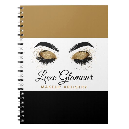 Glamoureus Gold Eye Lashes Makeup Artist Beauty Ba Notitieboek (Voorkant)