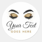 Glamoureus Gold Eye Lashes Makeup Artist Beauty Ba Ronde Sticker (Voorkant)