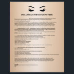 Glamoureus Gold EYELASH EXTENSION CONSENT FORM Flyer<br><div class="desc">Eyelash Extensions Consent-formulieren zijn perfect voor uw Lash Extension-activiteiten. Dit moderne en verfijnde toestemmingsformulier bevat een glamoureuze, minimalistische illustratie van de wimpers van een vrouw met rogesold oogschaduw, een titel en een blok waar u al uw geïnformeerde toestemming op een luxe metalen goudachtergrond kunt plaatsen. Hulp nodig? Stuur me een...</div>