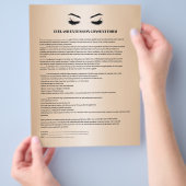 Glamoureus Gold EYELASH EXTENSION CONSENT FORM Flyer (Hand)