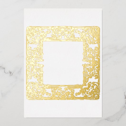 Glamoureus Gold Foil Baroque Lijst Blank Folie Uitnodiging (Voorkant)