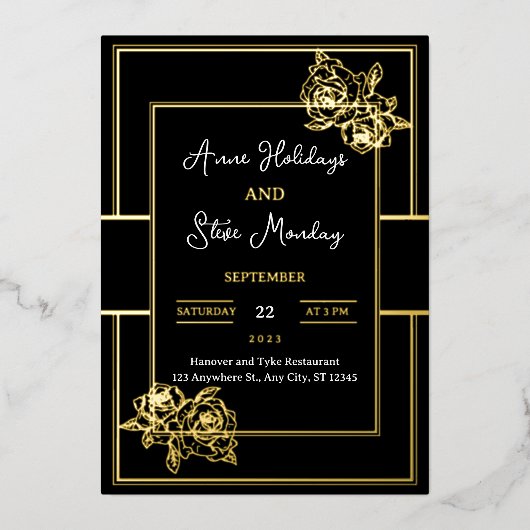 Glamoureus Gold Foil Wedding Kaart (Voorkant)
