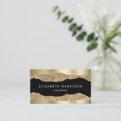 Glamoureus Gold Glitter Black Visitekaartje (Staand voorkant)