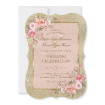 Glamoureus Gold Glitter Blush Floral Wedding