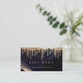 Glamoureus Gold Glitter Drip Donk Monogram Glam Visitekaartje (Staand voorkant)