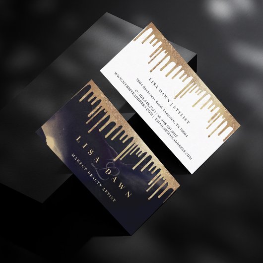 Glamoureus Gold Glitter Drip Donk Monogram Glam Visitekaartje