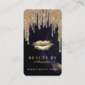Glamoureus Gold Glitter Drip Navy & Gold Glam Lips Visitekaartje (Voorkant)