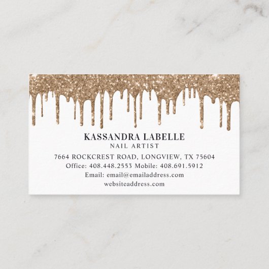 Glamoureus Gold Glitter Drip Navy & Gold Loyalty Visitekaartje (Achterkant)