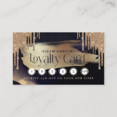 Glamoureus Gold Glitter Drip Navy & Gold Loyalty Visitekaartje (Voorkant)