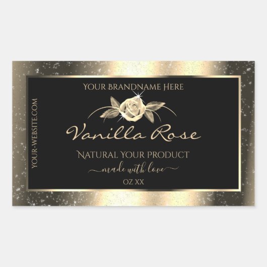 Glamoureus Gold Glitter Floral Black Product Label (Voorkant)