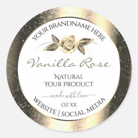 Glamoureus Gold Glitter Floral White Product Label (Voorkant)