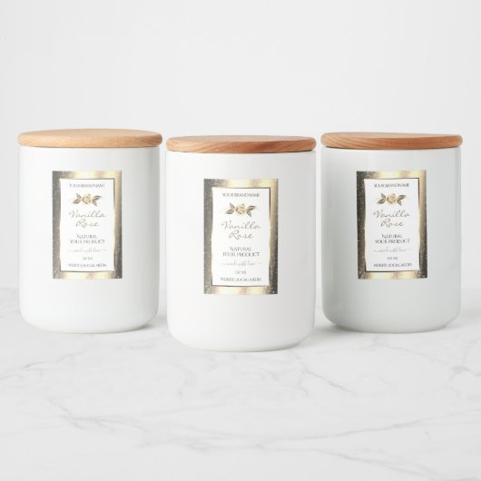 Glamoureus Gold Glitter Floral White Product Label Voedselcontainer Etiket (Flessen)