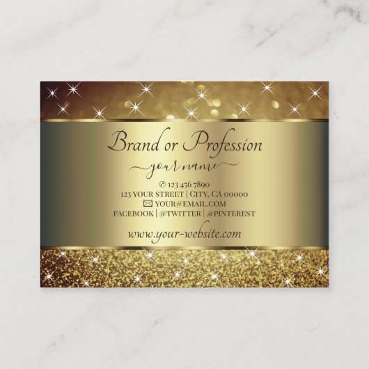 Glamoureus Gold Glitter Luminous Stars Professiona Visitekaartje (Achterkant)