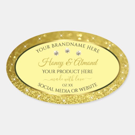Glamoureus Gold Glitter Product Labels Rhinestones (Voorkant)