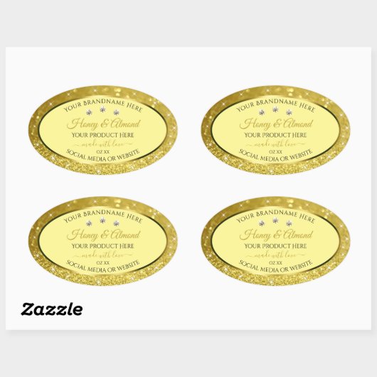 Glamoureus Gold Glitter Product Labels Rhinestones (Vel)