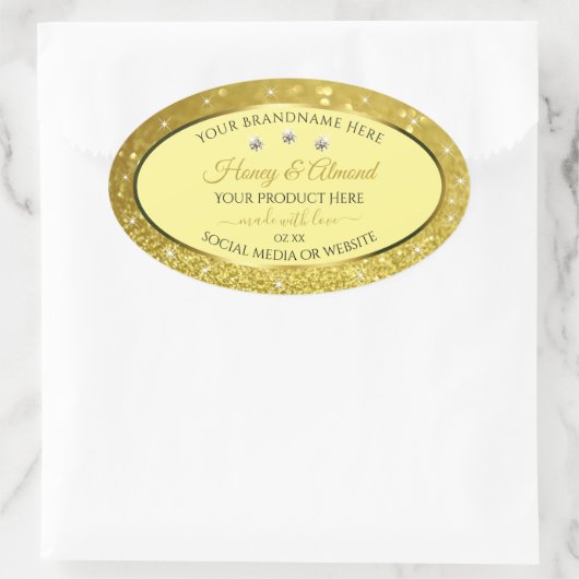Glamoureus Gold Glitter Product Labels Rhinestones (Tas)