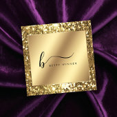 Glamoureus Gold Glitter Script Monogram Vierkante Visitekaartje
