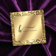Glamoureus Gold Glitter Script Monogram