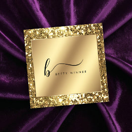 Glamoureus Gold Glitter Script Monogram Vierkante Visitekaartje