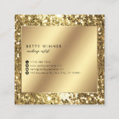 Glamoureus Gold Glitter Script Monogram Vierkante Visitekaartje (Achterkant)