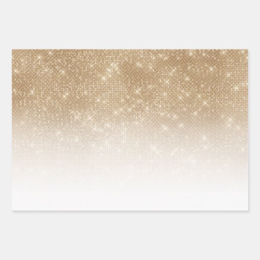 Glamoureus Gold Glitter Sequin Ombre Gradiënt Inpakpapier Vel (Voorkant 3)