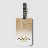 Glamoureus Gold Glitter Sequin Ombre Monogram Bagagelabel (Voorkant (verticaal))